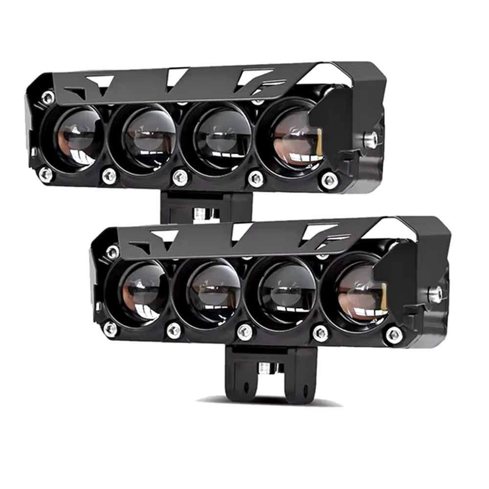 NIGHT LIFE LED Motorcycle Auxiliary Fog Light 4 Lens 80W Dual Color White Amber 3000K 6000K Driving Lamp Waterproof Aluminum Housing for Bike Car Truck Off