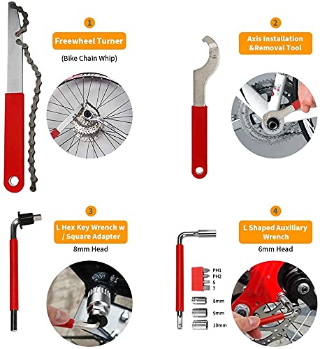 Bicycle Repair Kit - 44 Pcs Complete Tools Set With Storage Box, All-In-One Maintenance Kit for BMX, Road and Mountain Bikes - Metal, Protective Case