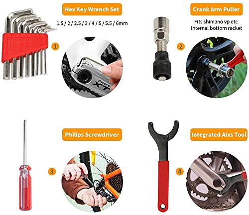 Bicycle Repair Kit - 44 Pcs Complete Tools Set With Storage Box, All-In-One Maintenance Kit for BMX, Road and Mountain Bikes - Metal, Protective Case