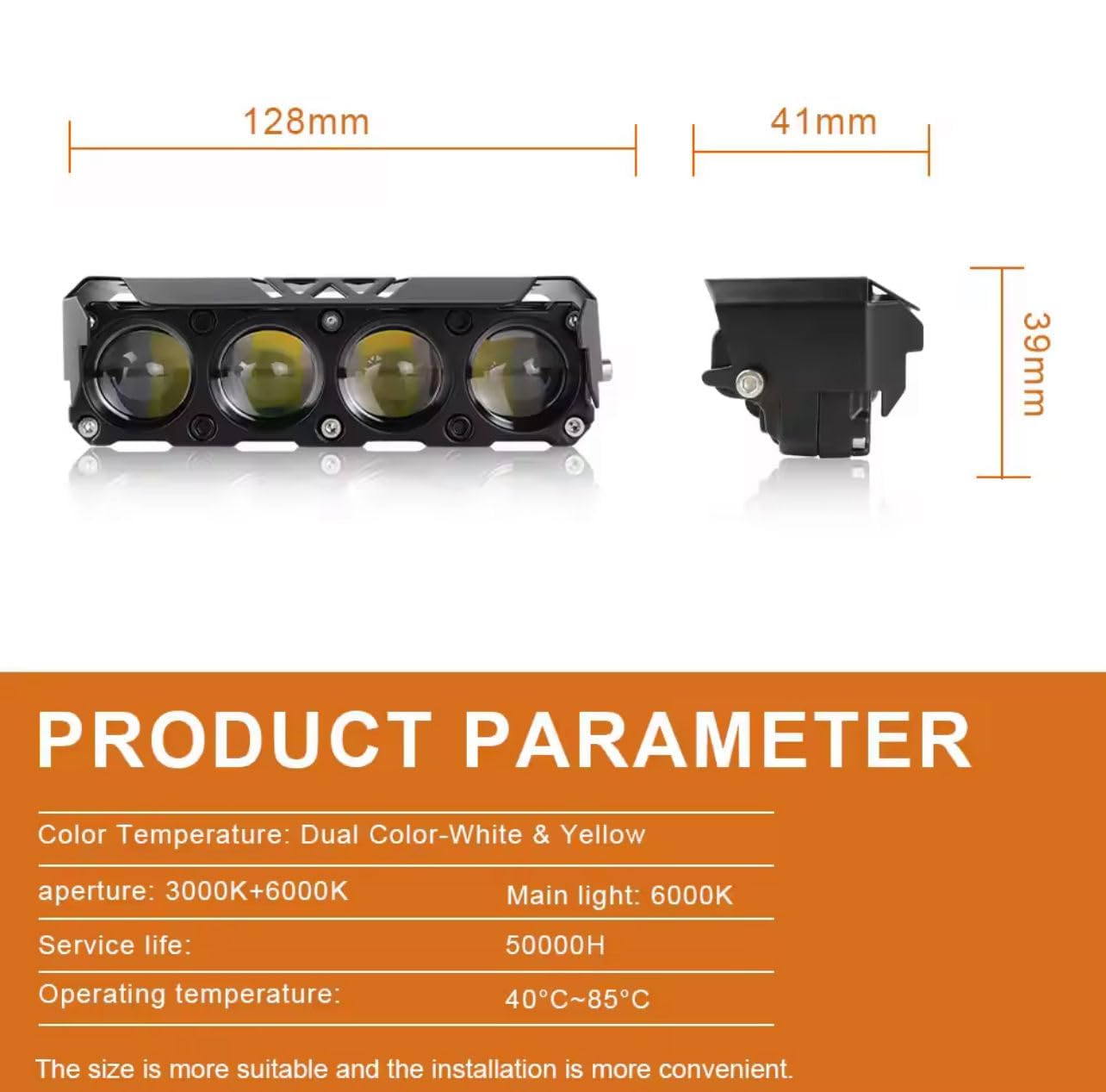 NIGHT LIFE LED Motorcycle Auxiliary Fog Light 4 Lens 80W Dual Color White Amber 3000K 6000K Driving Lamp Waterproof Aluminum Housing for Bike Car Truck Off
