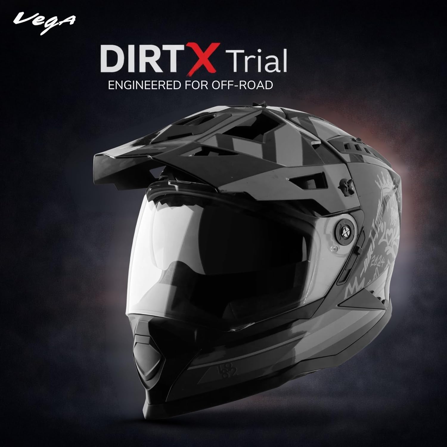 Dirt-X Trial Full Face Motorcycle Helmet with Shock Absorbing Shell, Aerodynamic Design, Ventilated Interior, Off -Road Ready, Racing Fit – Black...