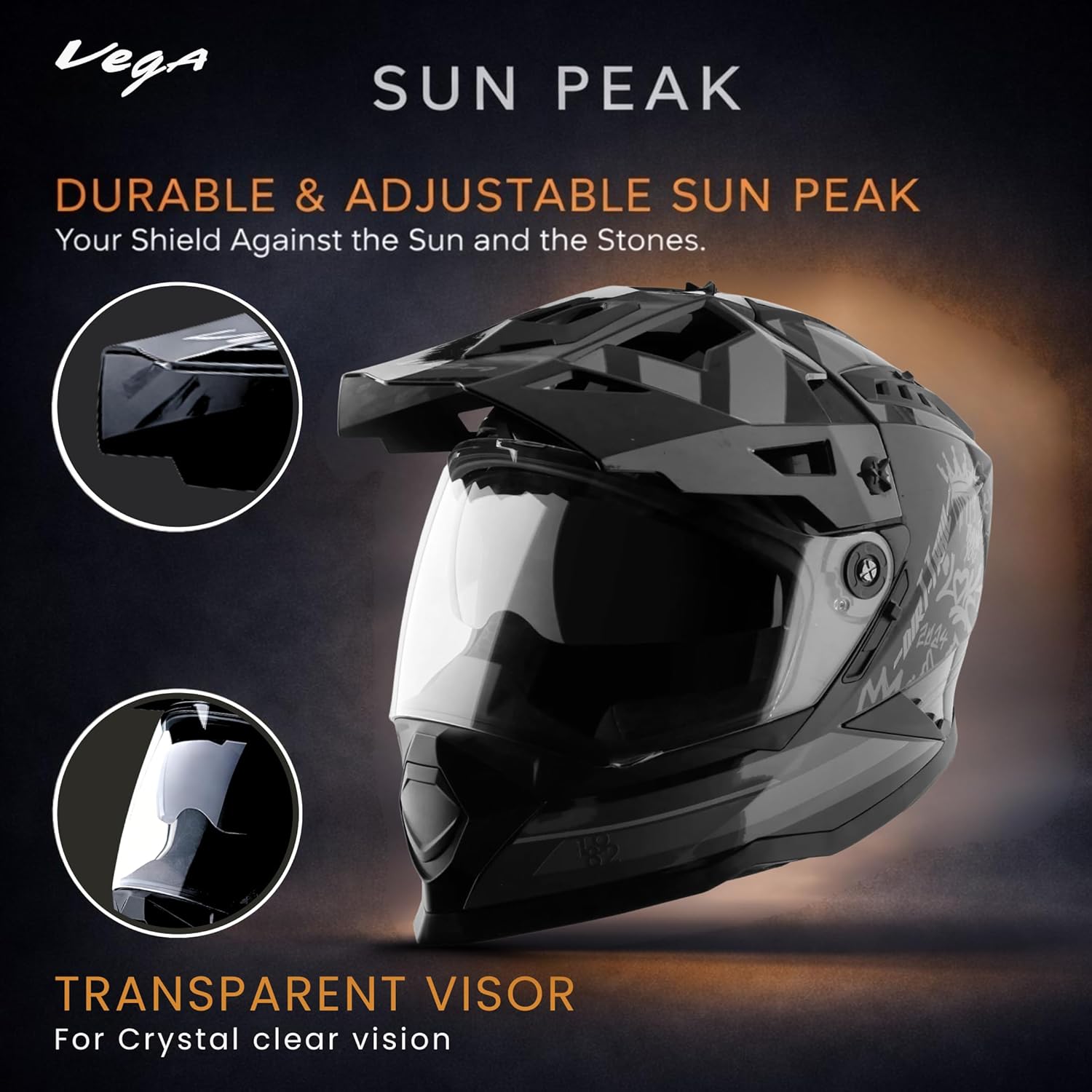 Dirt-X Trial Full Face Motorcycle Helmet with Shock Absorbing Shell, Aerodynamic Design, Ventilated Interior, Off -Road Ready, Racing Fit – Black...